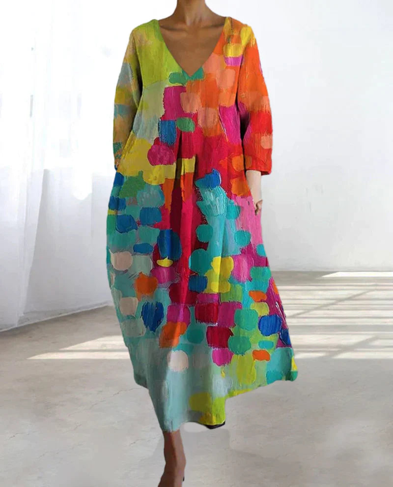 Modisches Damenkleid mit farbenfrohem Druck für einen einzigartigen Look