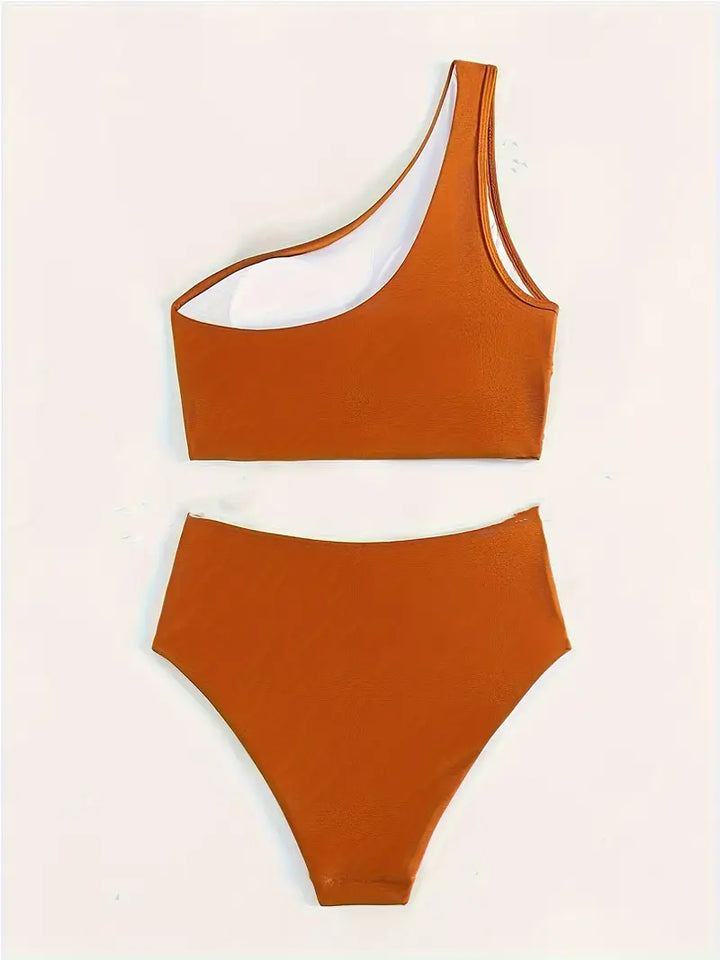 Farzeen Elegance | Stylish One-Shoulder High-Waisted Bikini Set for a Stunning Beach Look