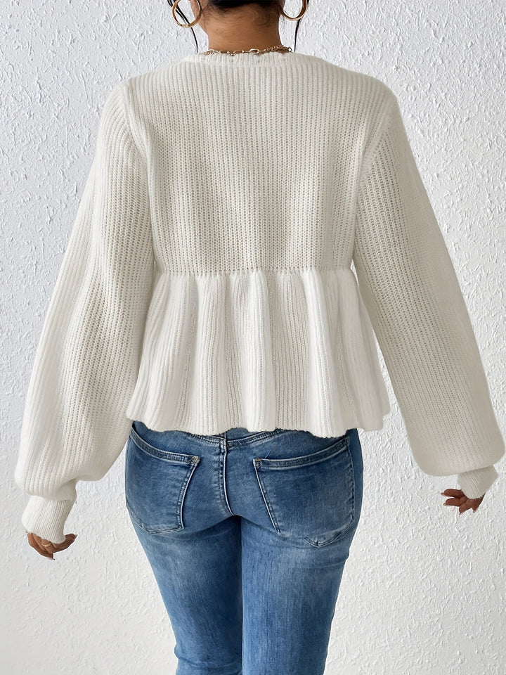 Eleganter Damenpulli mit Kordelzug und dekorativen Falten am unteren Rand - stilvoll und bequem