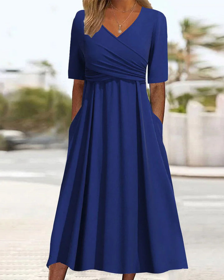 Stilvolles Midikleid mit überkreuzten Ärmeln für elegante Anlässe