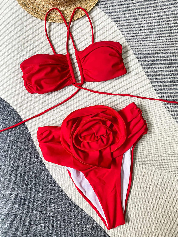 Valia | Luxe Hoge Taille Bikini met Verfrissende Bloemenprint en Stijlvolle Straps