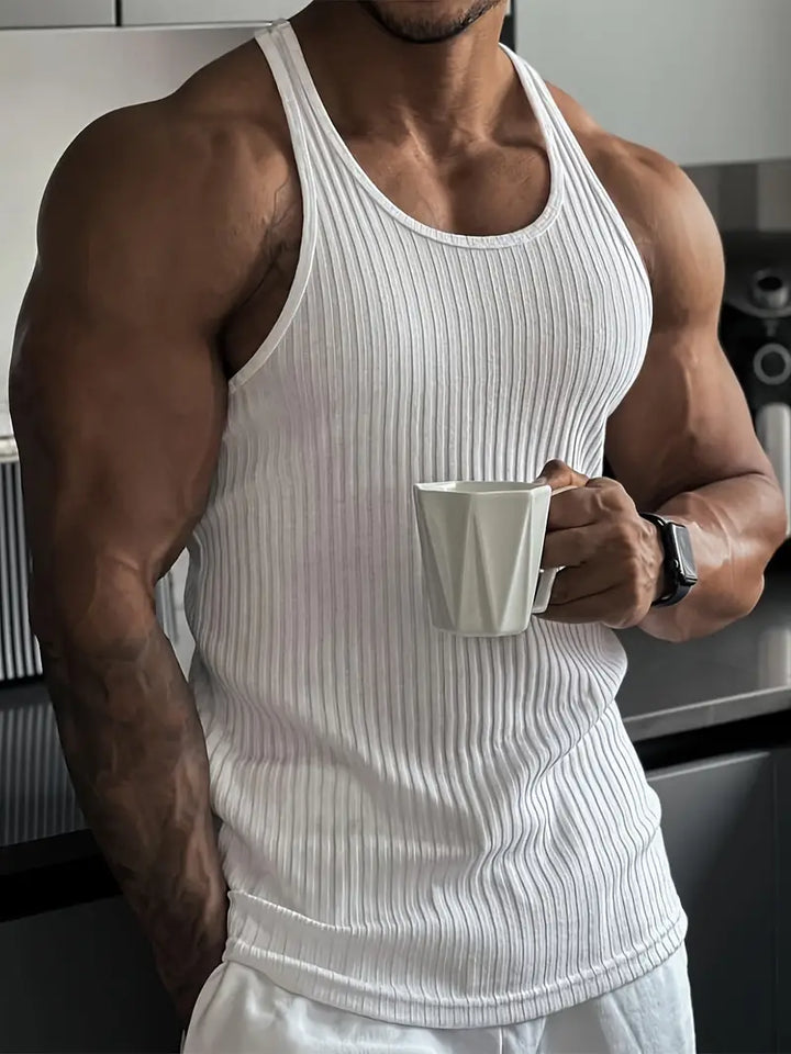 Ärmelloses Herren-T-Shirt mit Rundhalsausschnitt - perfekter Sitz und Komfort beim Training