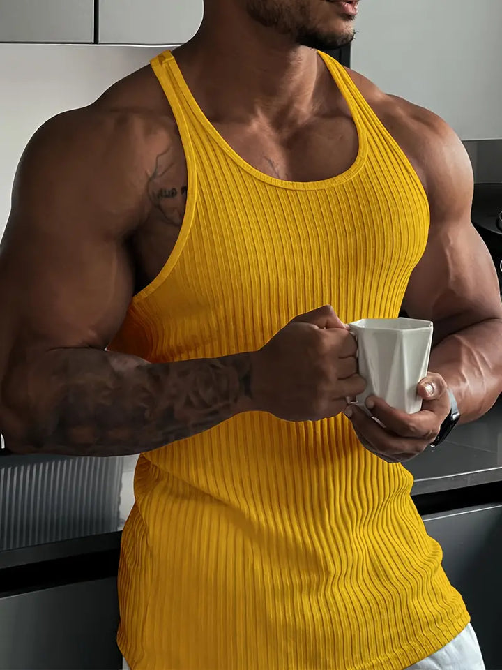 Ärmelloses Herren-T-Shirt mit Rundhalsausschnitt - perfekter Sitz und Komfort beim Training