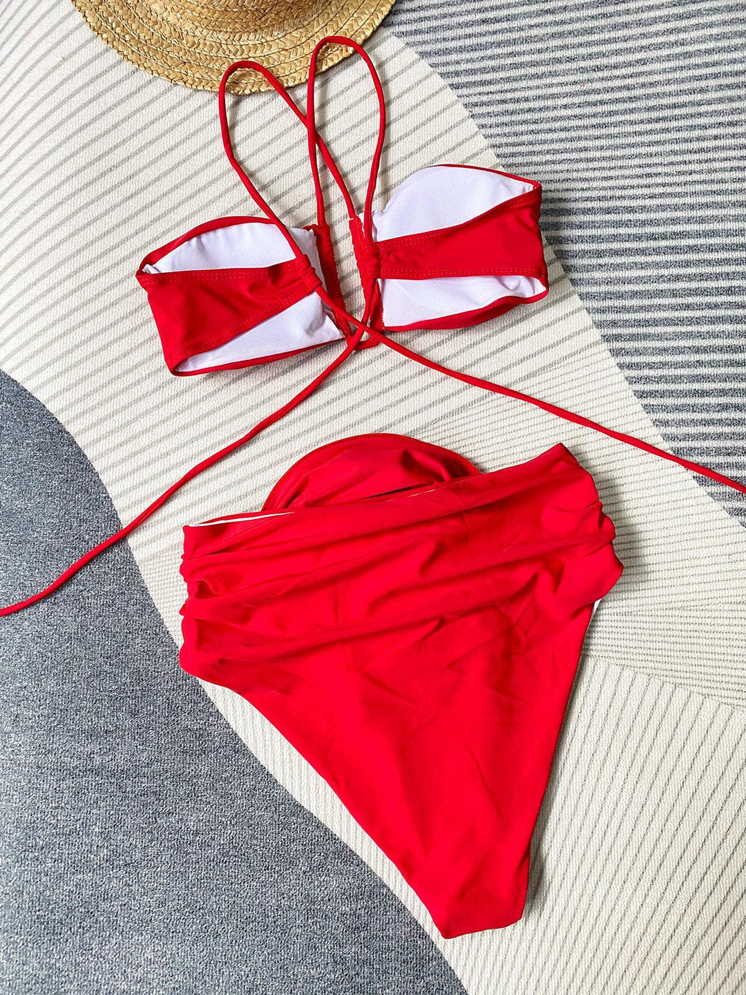 Valia | Luxe Hoge Taille Bikini met Verfrissende Bloemenprint en Stijlvolle Straps