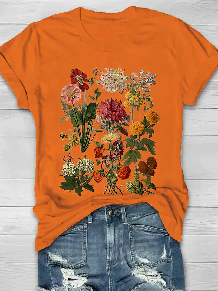 Modisches kurzärmeliges Damen-T-Shirt mit bezauberndem Blumendruck
