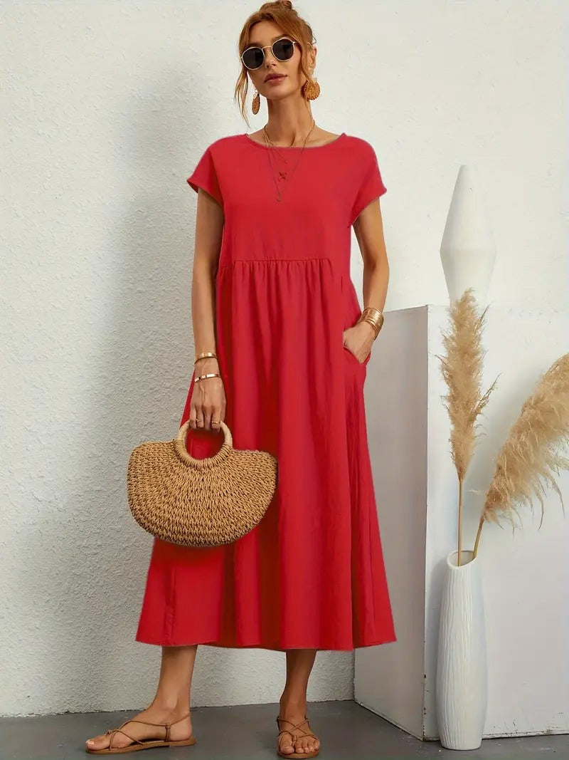 Brigida™ - Elegantes Sommerkleid aus Leinen mit praktischen Taschen