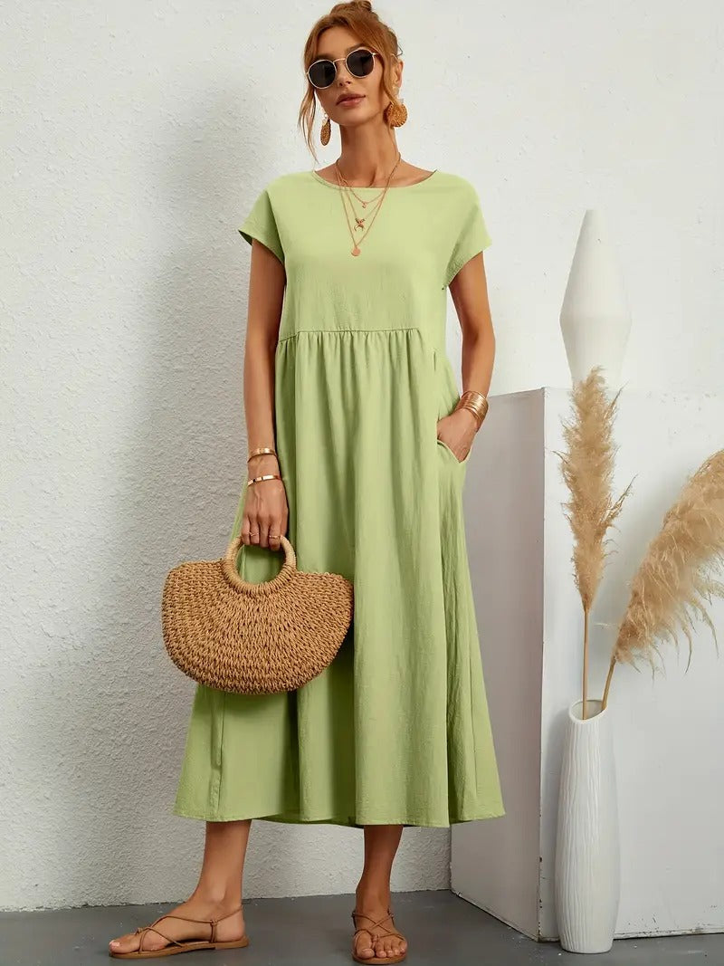 Brigida™ - Elegantes Sommerkleid aus Leinen mit praktischen Taschen