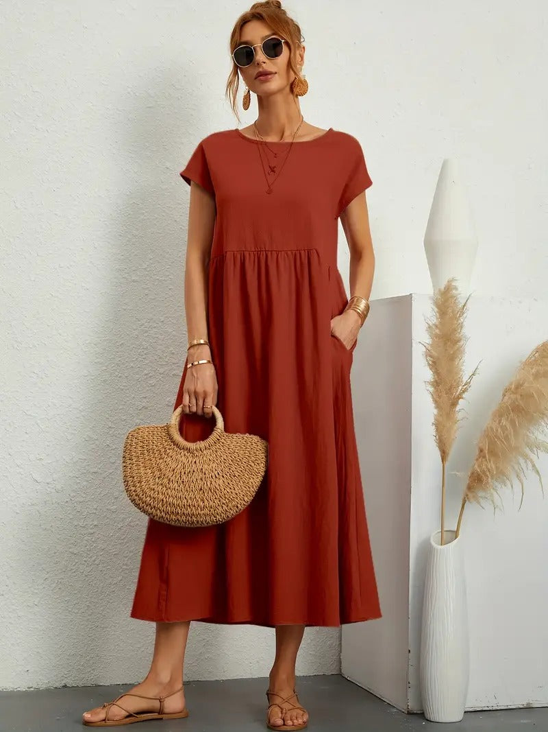Brigida™ - Elegantes Sommerkleid aus Leinen mit praktischen Taschen