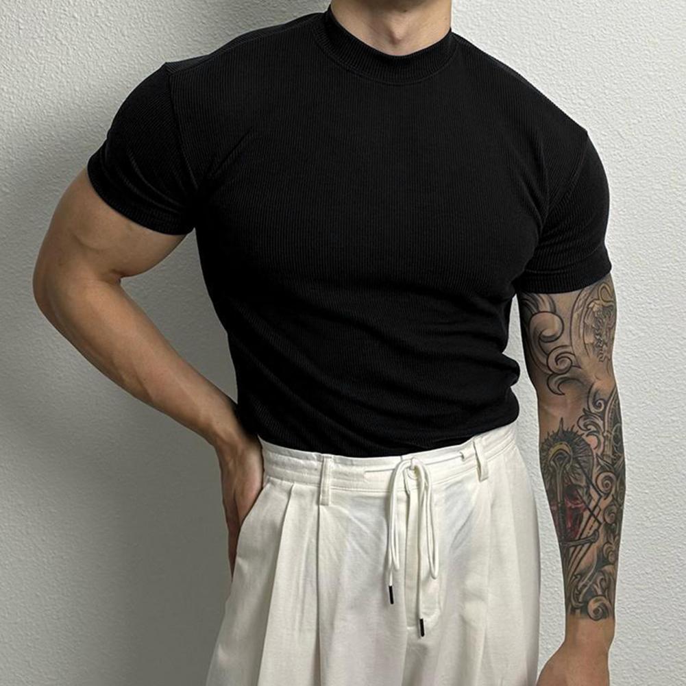 Heinrich | Modny prążkowany T-shirt z elegancką stójką dla swobodnego stylu