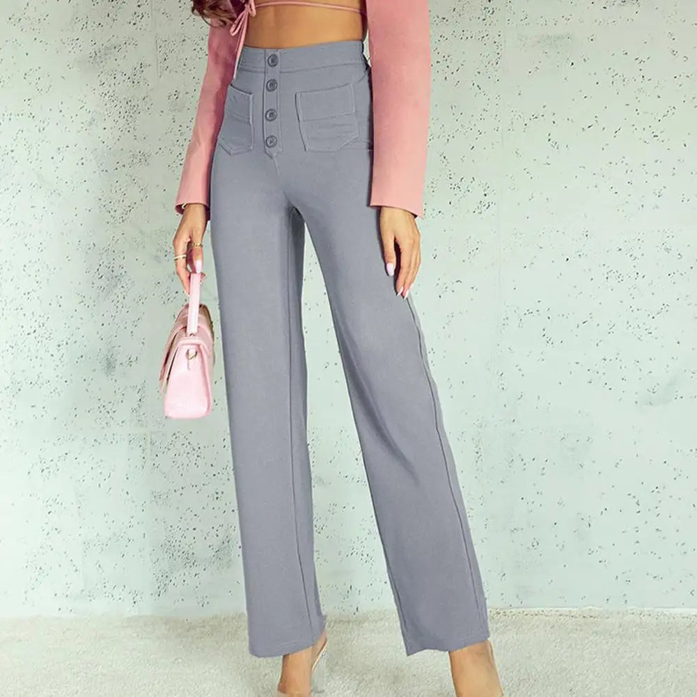 Modische Damenhose mit weitem Bein und hoher Taille - Eleganz und Komfort für jeden Tag