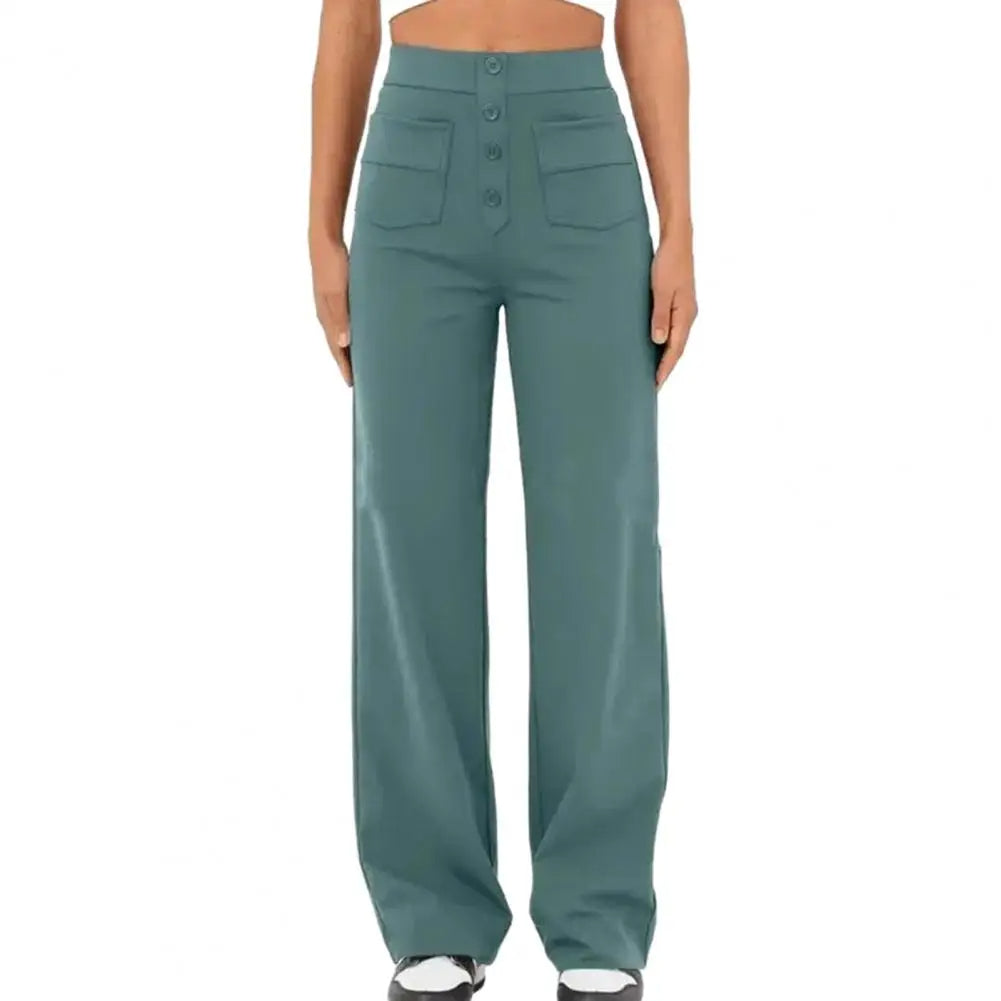 Modische Damenhose mit weitem Bein und hoher Taille - Eleganz und Komfort für jeden Tag