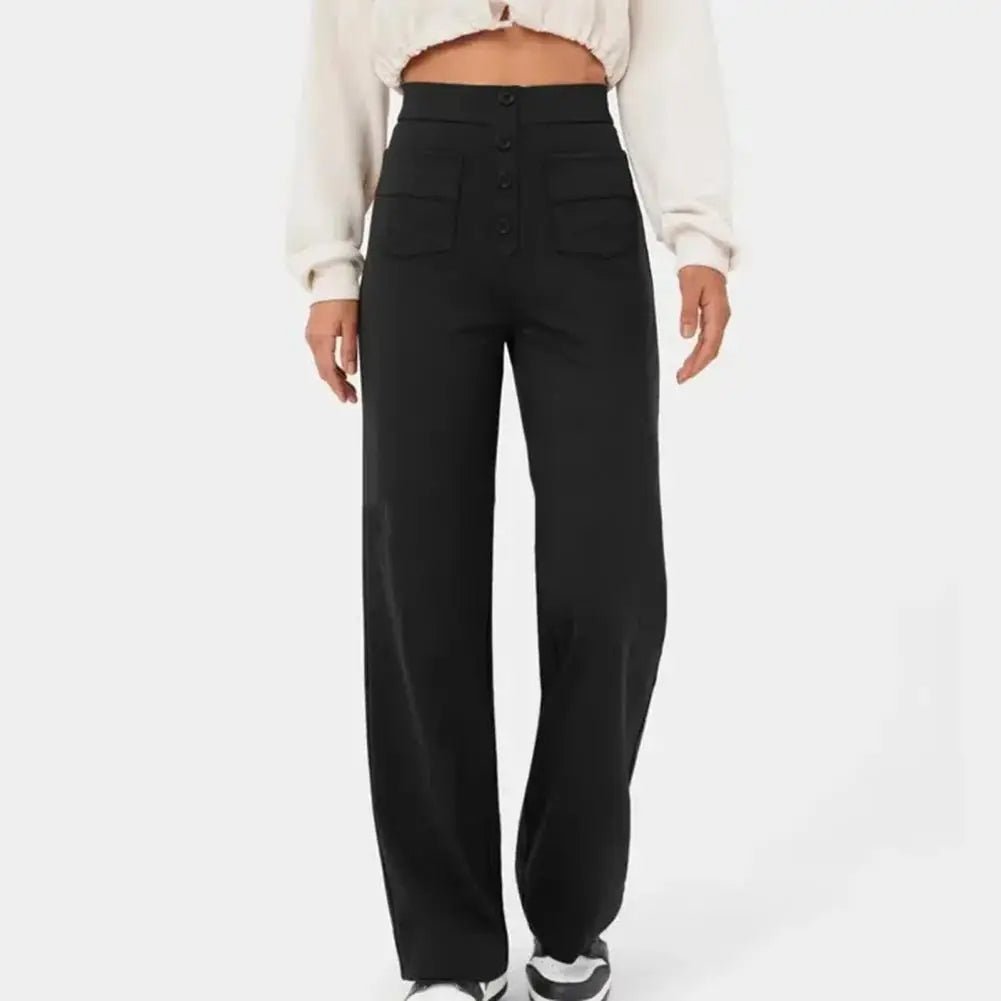 Modische Damenhose mit weitem Bein und hoher Taille - Eleganz und Komfort für jeden Tag
