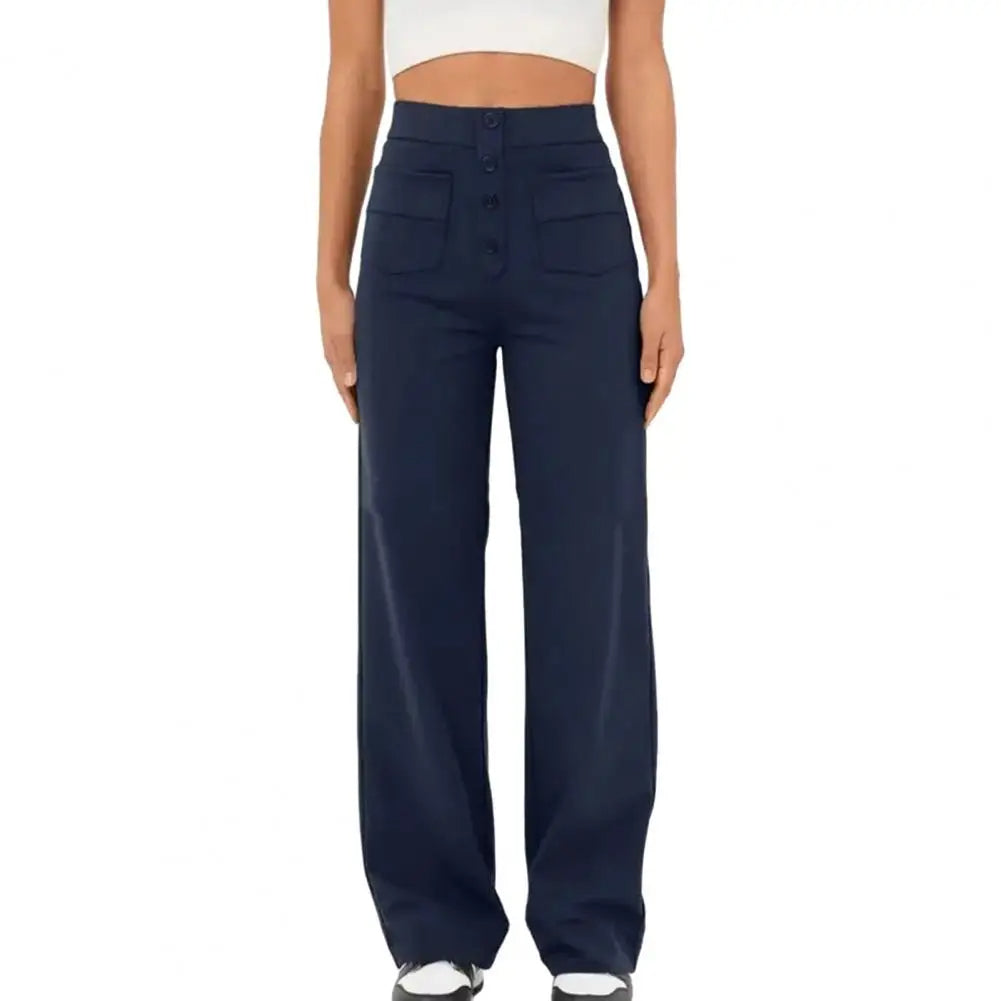 Modische Damenhose mit weitem Bein und hoher Taille - Eleganz und Komfort für jeden Tag