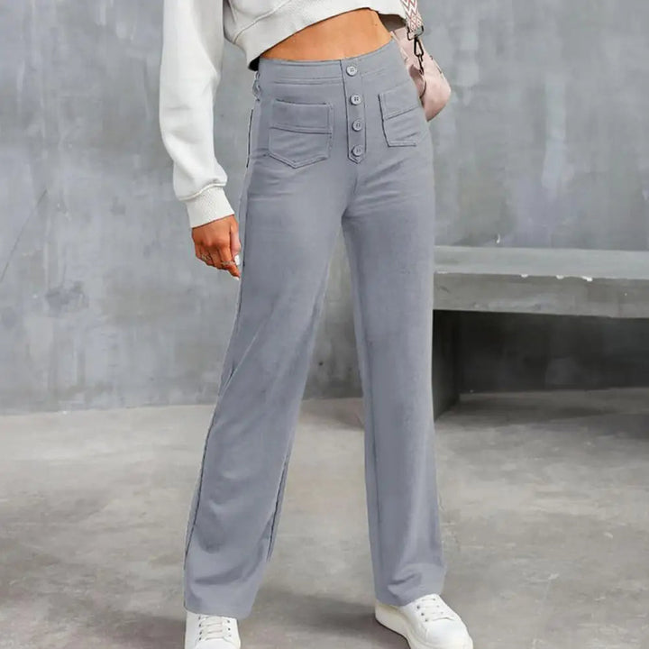 Modische Damenhose mit weitem Bein und hoher Taille - Eleganz und Komfort für jeden Tag