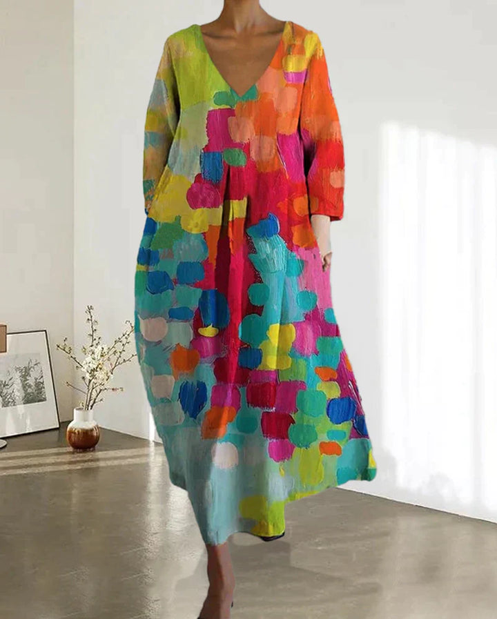 Modisches Damenkleid mit farbenfrohem Druck für einen einzigartigen Look