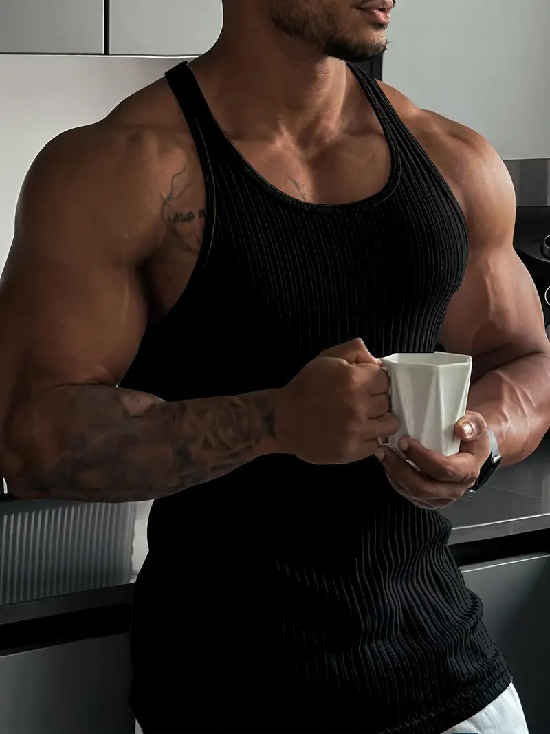 Ärmelloses Herren-T-Shirt mit Rundhalsausschnitt - perfekter Sitz und Komfort beim Training