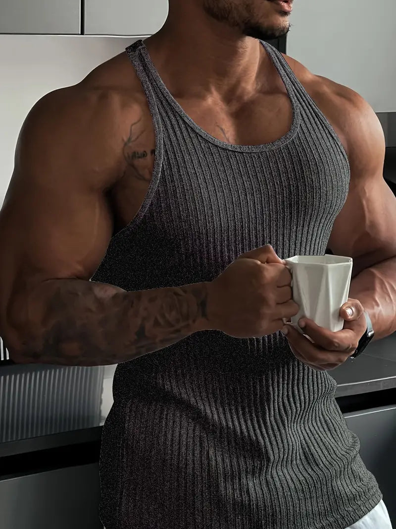 Ärmelloses Herren-T-Shirt mit Rundhalsausschnitt - perfekter Sitz und Komfort beim Training