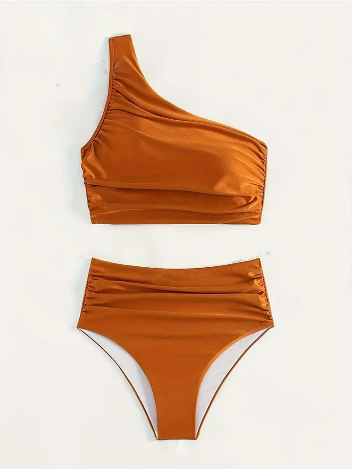 Farzeen Elegance | Stylish One-Shoulder High-Waisted Bikini Set for a Stunning Beach Look