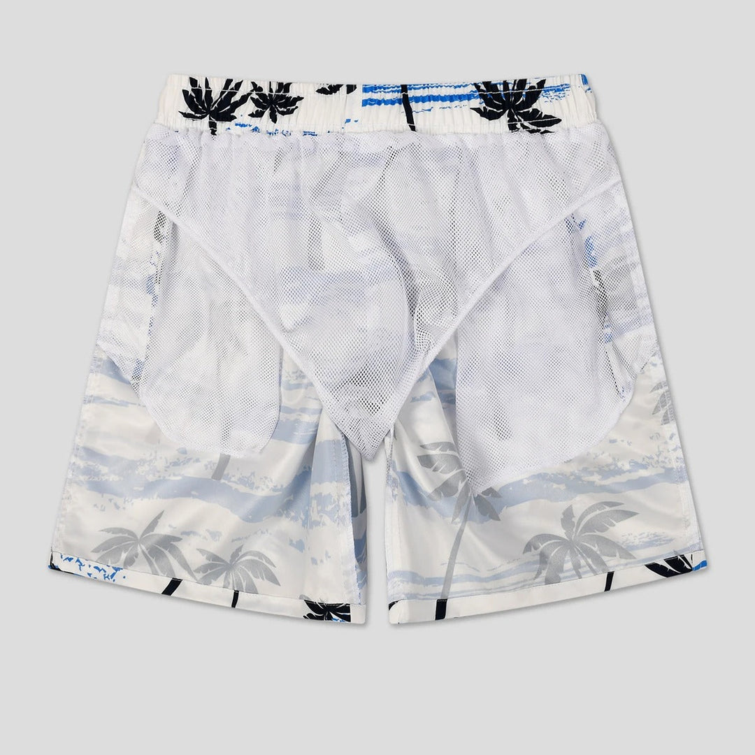 Matias stijlvolle witte zwemshort met trendy boomprint voor een frisse en modieuze look