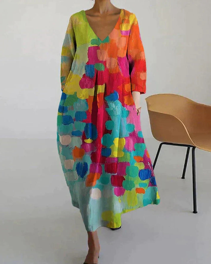 Modisches Damenkleid mit farbenfrohem Druck für einen einzigartigen Look