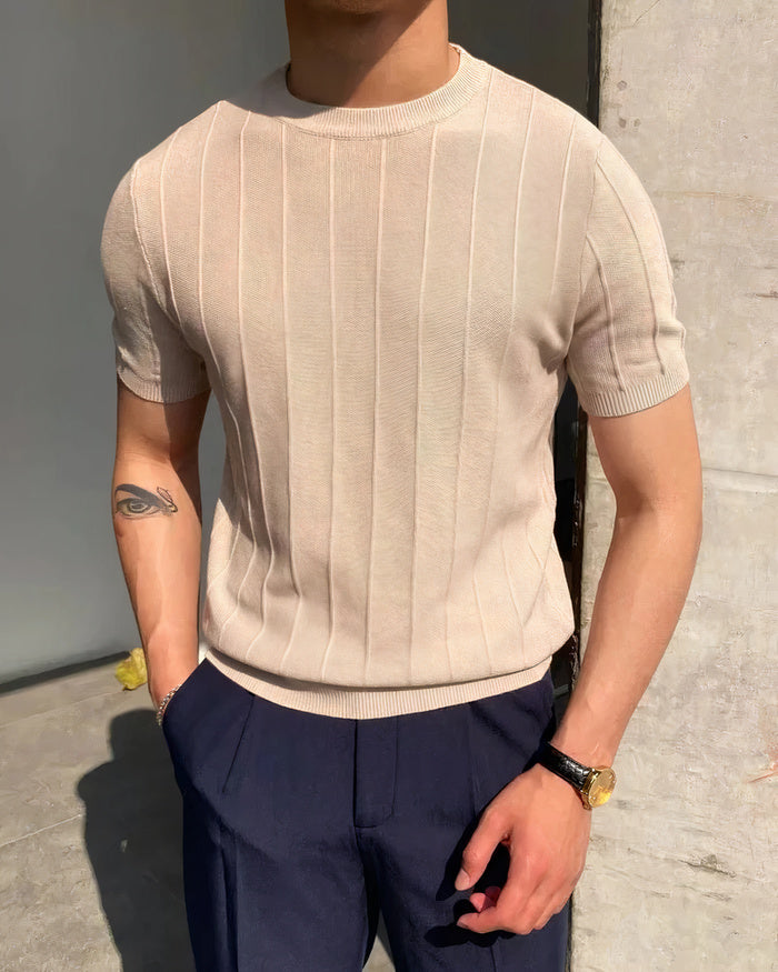 Kilian Męski Prążkowany T-shirt na Lato - Stylowy i Oddychający Komfort