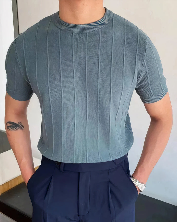 Kilian Męski Prążkowany T-shirt na Lato - Stylowy i Oddychający Komfort