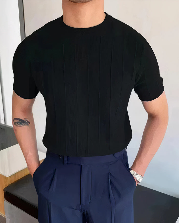 Kilian Męski Prążkowany T-shirt na Lato - Stylowy i Oddychający Komfort