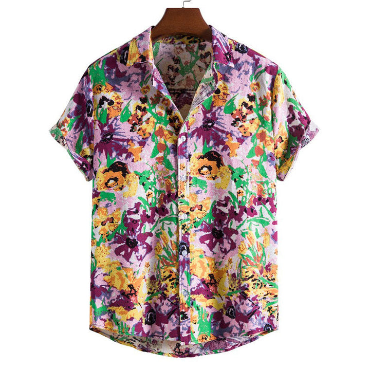 Stylisches Kurzarm-T-Shirt mit Blumendruck für Männer - bringt Frische in Ihren Look