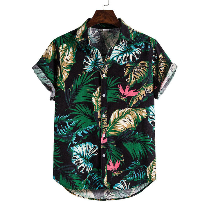 Elegantes Herren-Kurzarm-T-Shirt mit auffälligem floralem Muster - aus hochwertiger Baumwolle