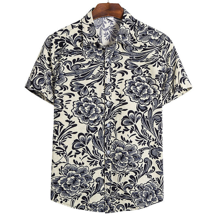 Luxuriöses kurzärmeliges Herren-T-Shirt aus atmungsaktiver Baumwolle und Leinen - perfekt für heiße Sommertage