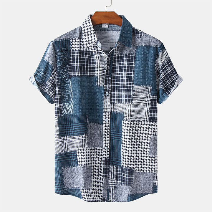 Modisches Kurzarm-T-Shirt für Männer mit auffälligem abstraktem Print im angesagten Retro-Stil