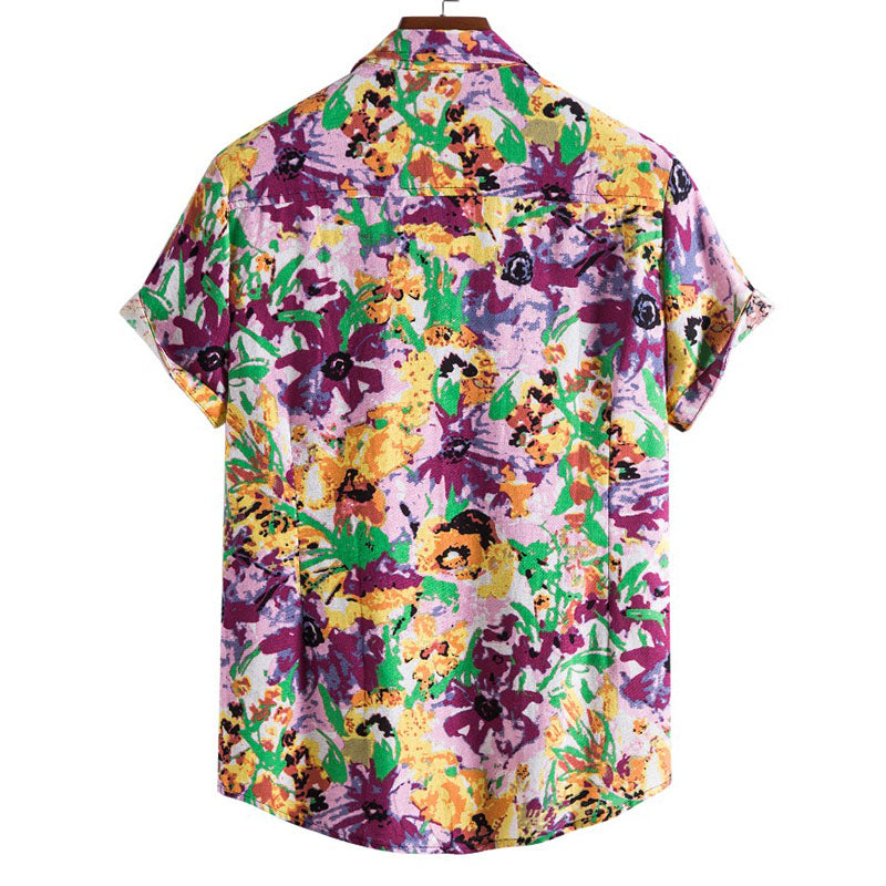Stylisches Kurzarm-T-Shirt mit Blumendruck für Männer - bringt Frische in Ihren Look