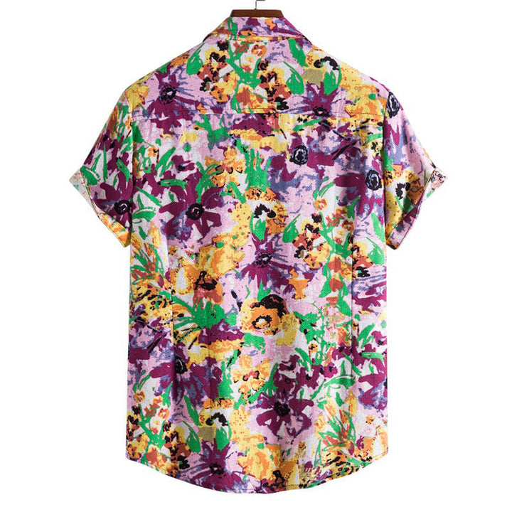 Stylisches Kurzarm-T-Shirt mit Blumendruck für Männer - bringt Frische in Ihren Look