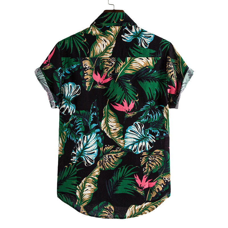 Elegantes Herren-Kurzarm-T-Shirt mit auffälligem floralem Muster - aus hochwertiger Baumwolle