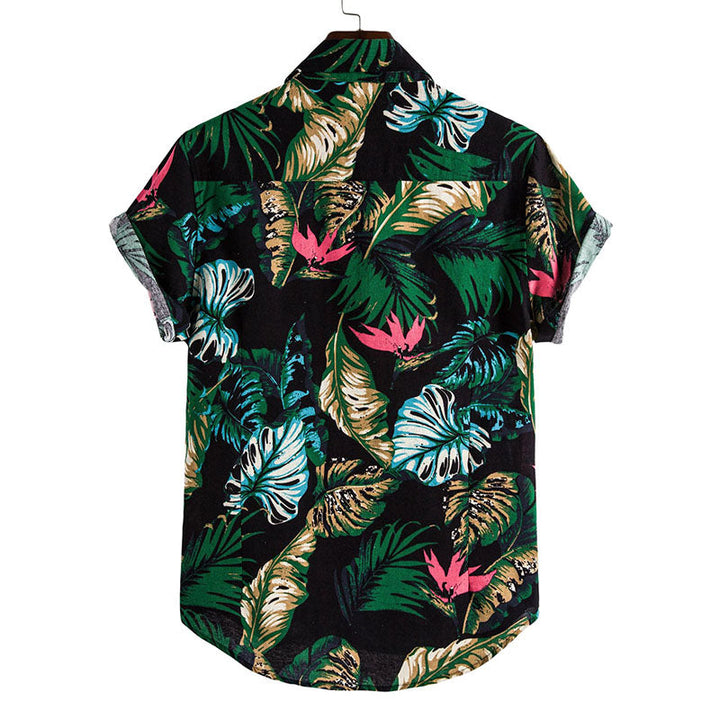 Elegantes Herren-Kurzarm-T-Shirt mit auffälligem floralem Muster - aus hochwertiger Baumwolle