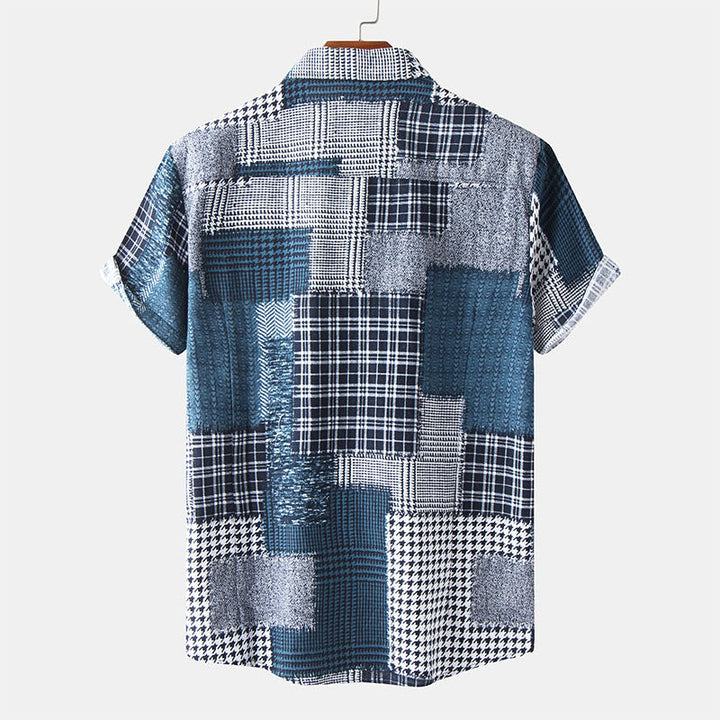 Modisches Kurzarm-T-Shirt für Männer mit auffälligem abstraktem Print im angesagten Retro-Stil