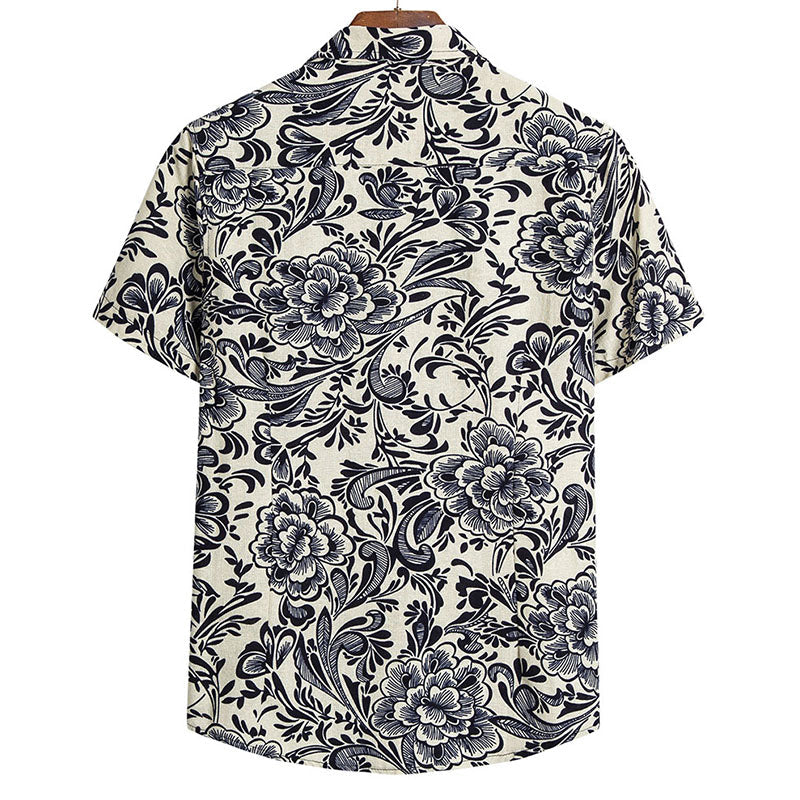 Luxuriöses kurzärmeliges Herren-T-Shirt aus atmungsaktiver Baumwolle und Leinen - perfekt für heiße Sommertage