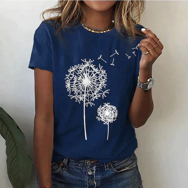 Elegantes Damen-Sommer-T-Shirt mit Rundhalsausschnitt und kurzen Ärmeln - stilvoller und erfrischender Look