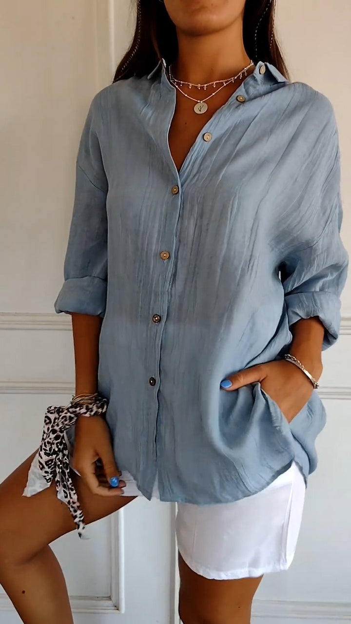 Stylisches Damen-Sommer-Button-Down-Hemd - ideal für warme Tage, ein frischer und trendiger Look