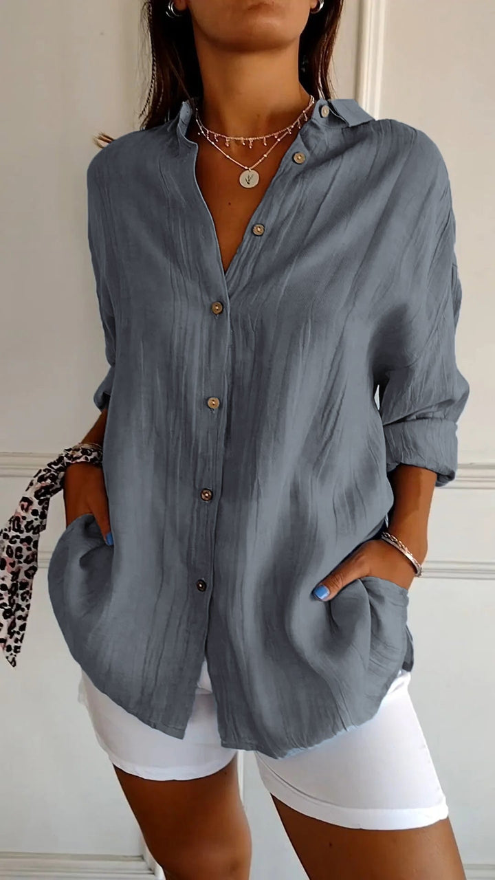 Stylisches Damen-Sommer-Button-Down-Hemd - ideal für warme Tage, ein frischer und trendiger Look