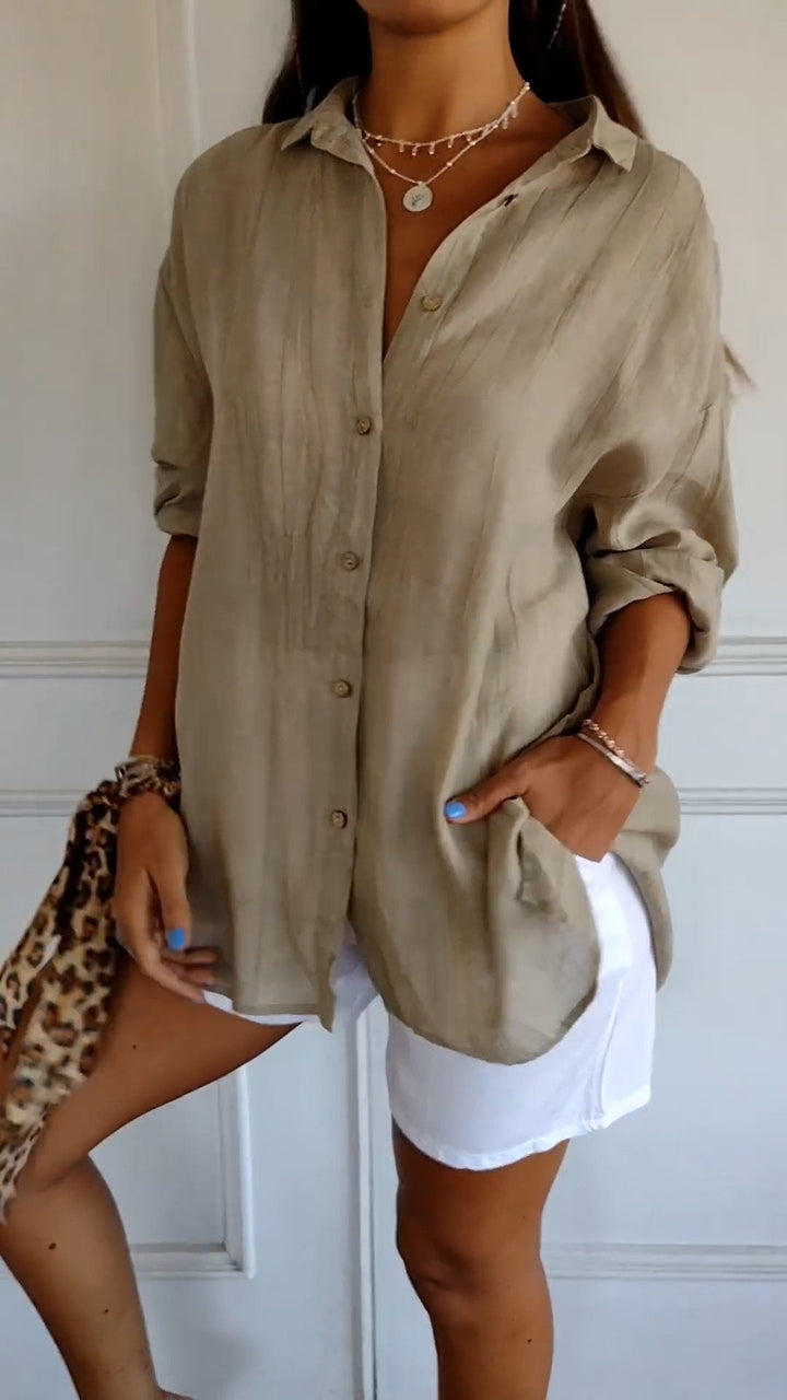 Stylisches Damen-Sommer-Button-Down-Hemd - ideal für warme Tage, ein frischer und trendiger Look