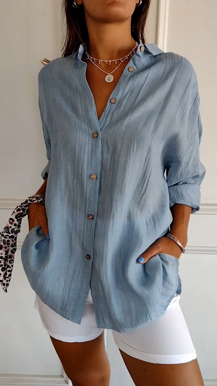 Stylisches Damen-Sommer-Button-Down-Hemd - ideal für warme Tage, ein frischer und trendiger Look