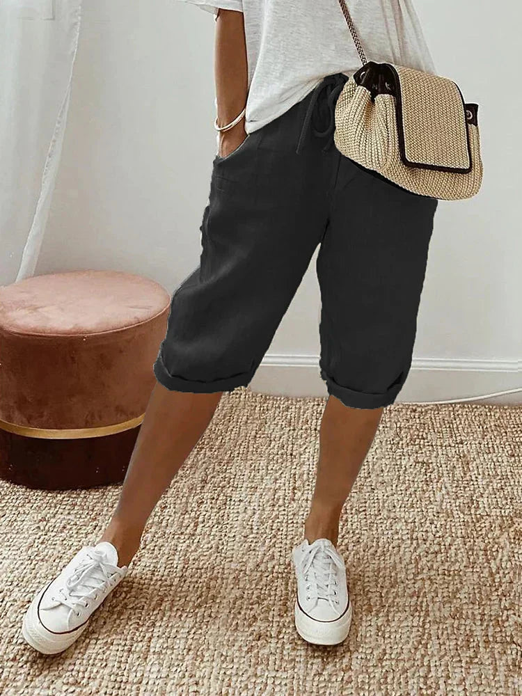 Elisabetta™ - Komfortowe letnie szorty damskie z naturalnej bawełny i lnu dla stylowego wypoczynku