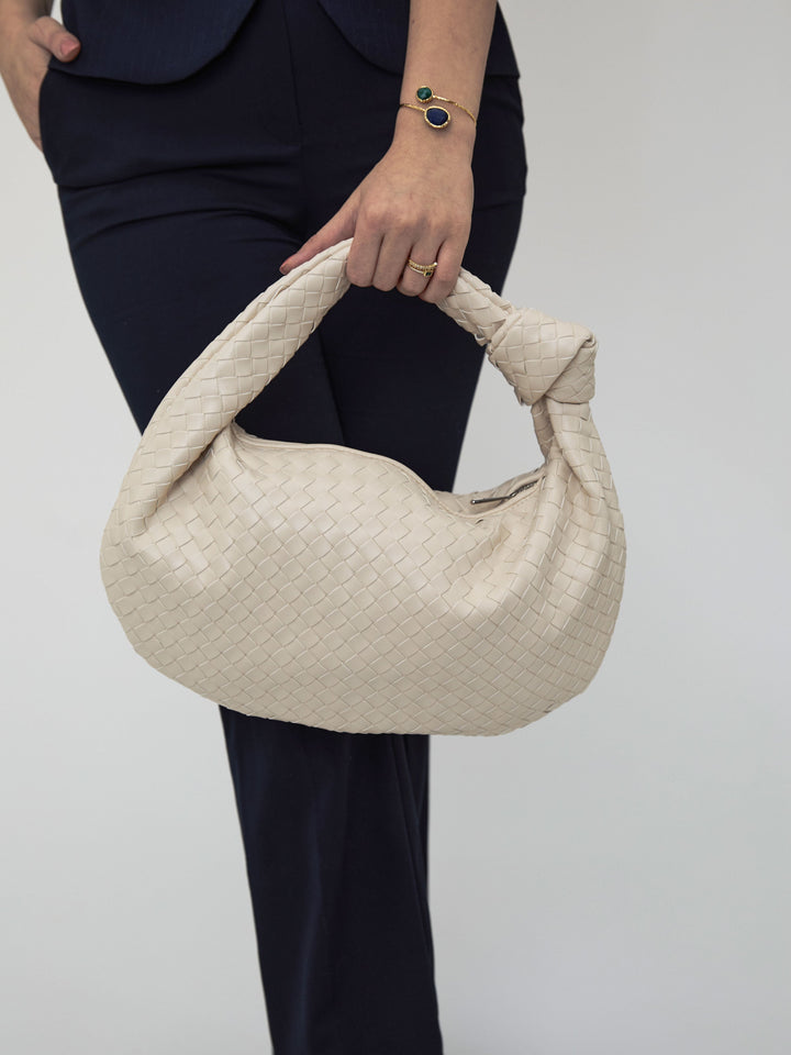 Vanesa | Elegante Stoffhandtasche in einem Nude-Ton für einen raffinierten und modischen Look