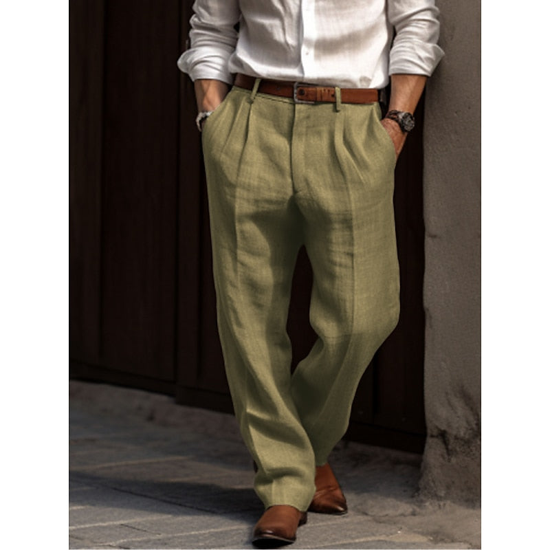 Stilvolle Herren-Leinenhose mit Bundfalten - eine elegante und modische Wahl