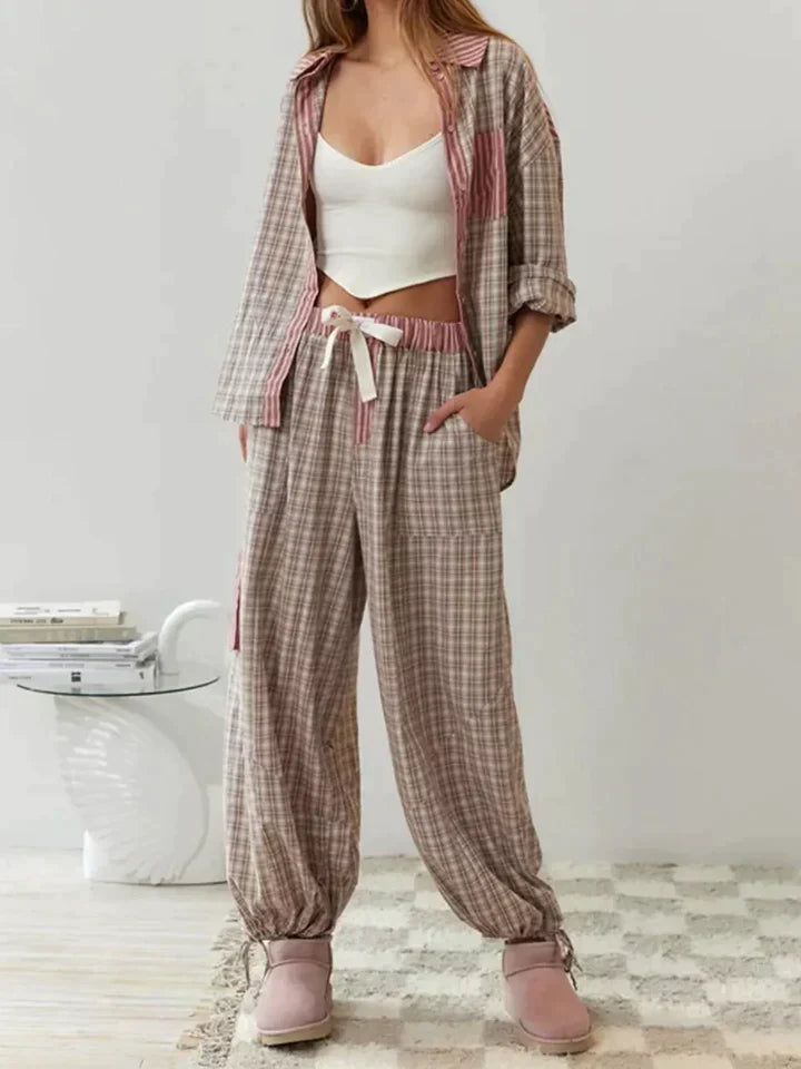 Pendo | Luxe Geruite Pyjama Set voor ultiem Comfort en Een Rustige Nachtrust