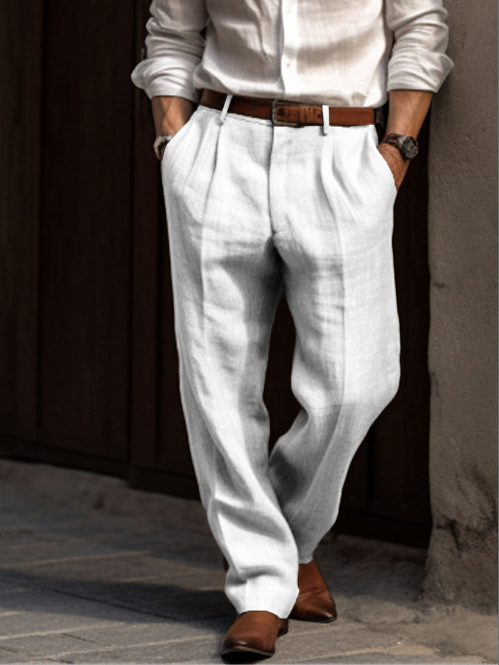 Stilvolle Herren-Leinenhose mit Bundfalten - eine elegante und modische Wahl