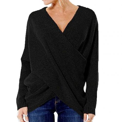 Eleganter Damenpullover mit modischen Kreuzstich-Akzenten für einen stilvollen Look