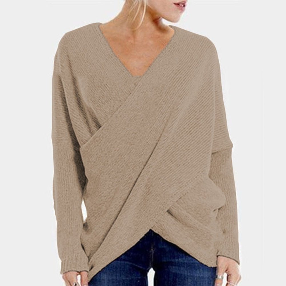 Eleganter Damenpullover mit modischen Kreuzstich-Akzenten für einen stilvollen Look