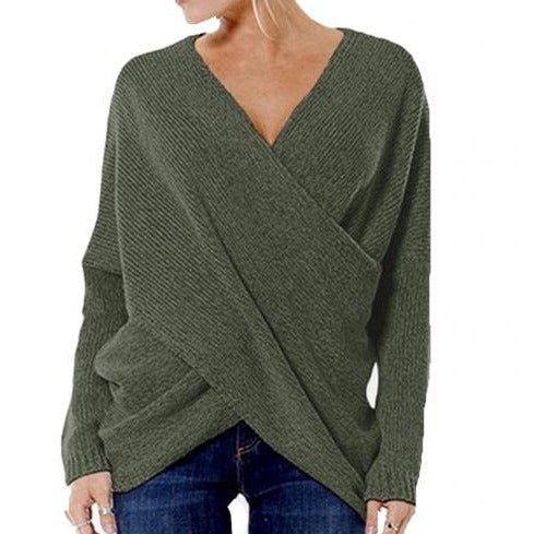 Eleganter Damenpullover mit modischen Kreuzstich-Akzenten für einen stilvollen Look